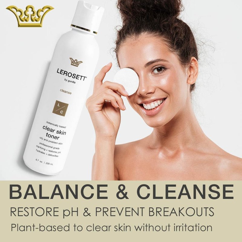 LEROSETT Toner for Clear Skin - Aloe Vera & Glycolic Acid Formula with 10 Botanicals | 6.7 oz