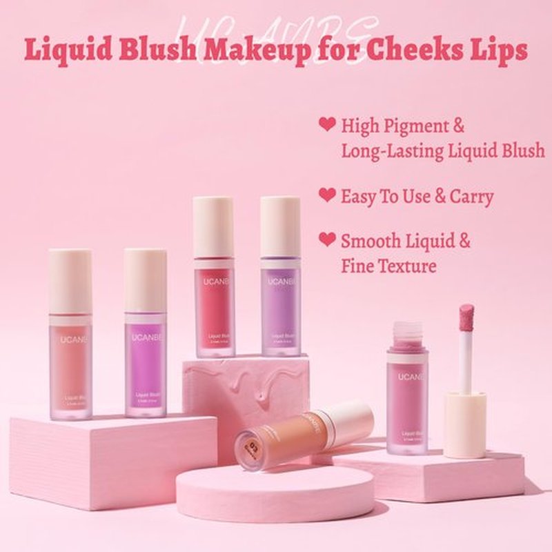 UCANBE Liquid Matte Blush Makeup for Cheeks, Highly Pigmented, Long Lasting, Anti-scratch, Natural-Looking, Daily Use Makeup Blush Suitable for Women Girls(04 Coral)