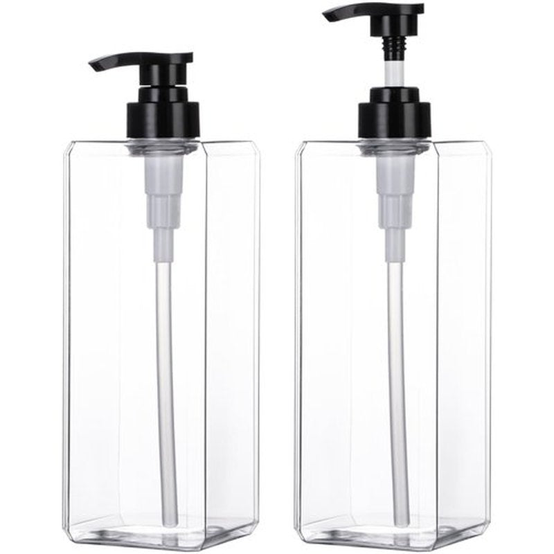 Yebeauty Pump Bottle Dispenser, 33.8oz 1000ml Empty Plastic Shampoo Pump Dispenser Shower Soap Dispenser Refillable Liquid Containers for Conditioner Body Wash, Bathroom Kitchen, 2 Pack Clear