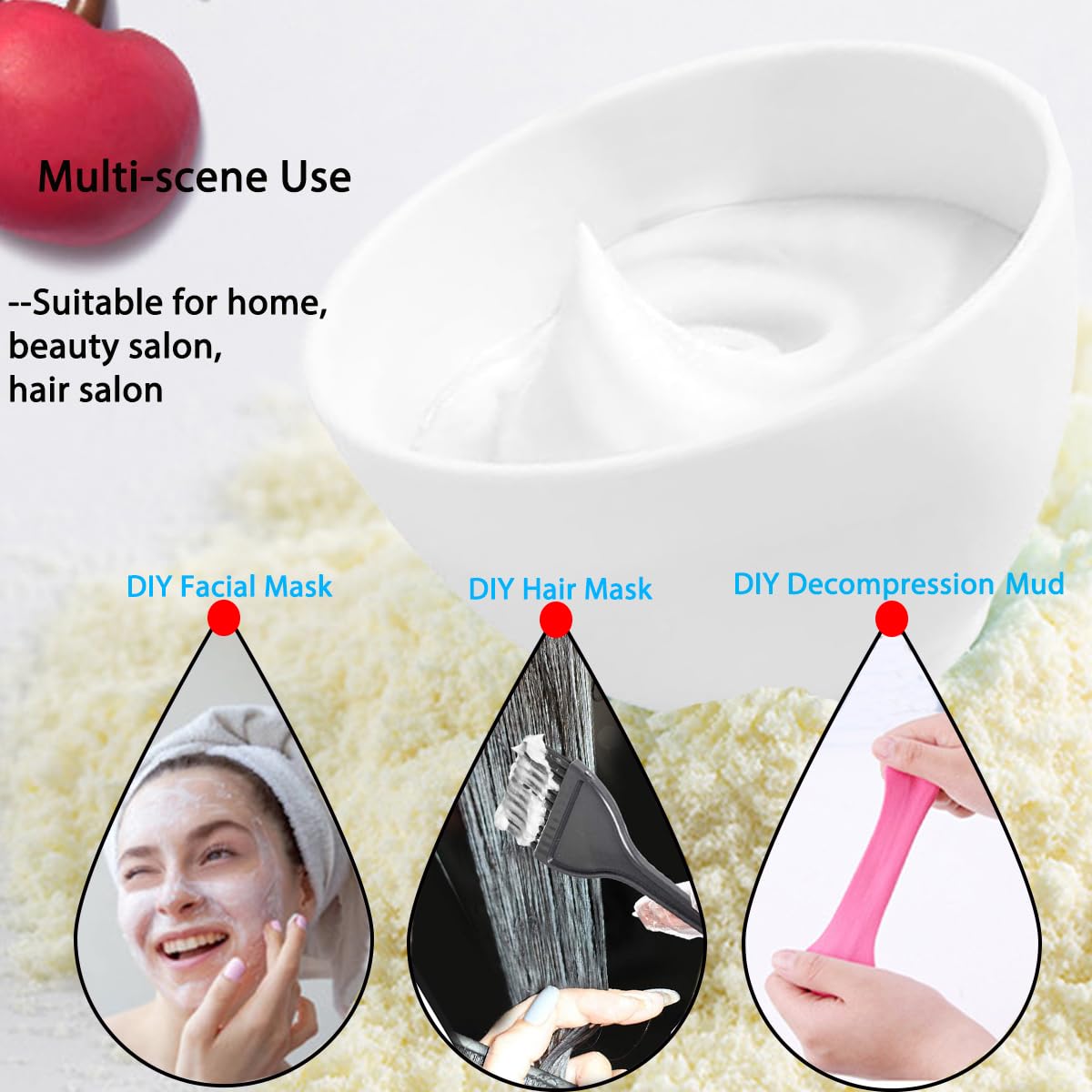 PLINNILUY 10 Pcs Diy Face Mask Mixing Bowl, Home Use Silicone Facial Mask Mixing Bowls Set Reusable Facial Mask Mixing Masks Set- DIY Skincare Mixing Tool Kit (White-10Pcs)