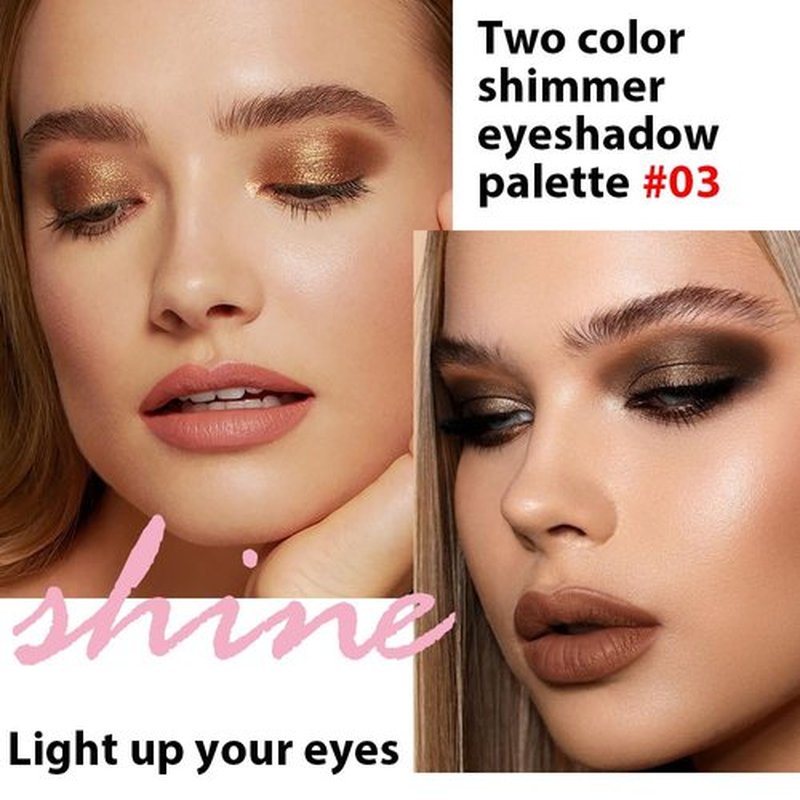 FeiCuiYun Double color eye shadow, Eyeshadows Creamy, high pigment eye makeup palette, matte shimmer metal eye shadow powder, Blendable, Ultra-Pigmented, Easy to Apply, Matte & Shimmer, (03)