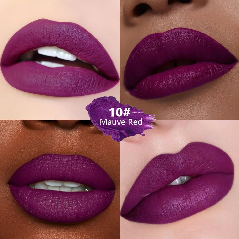 HHLTOH Purple Mauve Matte Lipstick - Pigmented Lip Crayon & Face Paint Stick for Women Everyday Halloween Birthday Party Wear, Younger-Looking Lip Makeup, Labial para fiesta de disfraces 10