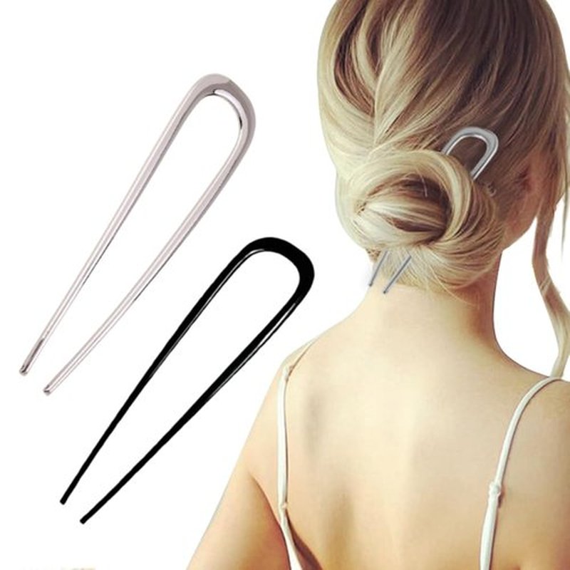 French Hair Pin Hair Pins for Women,2024 Upgrade French Twist Hair Pin Hair Pins,U Shaped Hair Pins Metal Vintage Hair Sticks French Hair Pin Hairstyle for Women (Black and Silver)