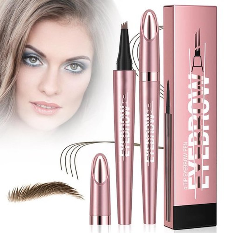 2PCS Microblading Waterproof Eyebrow Pencil, 2025 NEW Magic Eyebrow Pen Eye Brow Pencils for Women with 4 Tip, 3D Creates Natural Looking Brows Eye Eyebrow Makeup Eyebrow Pen (Dark Brown)