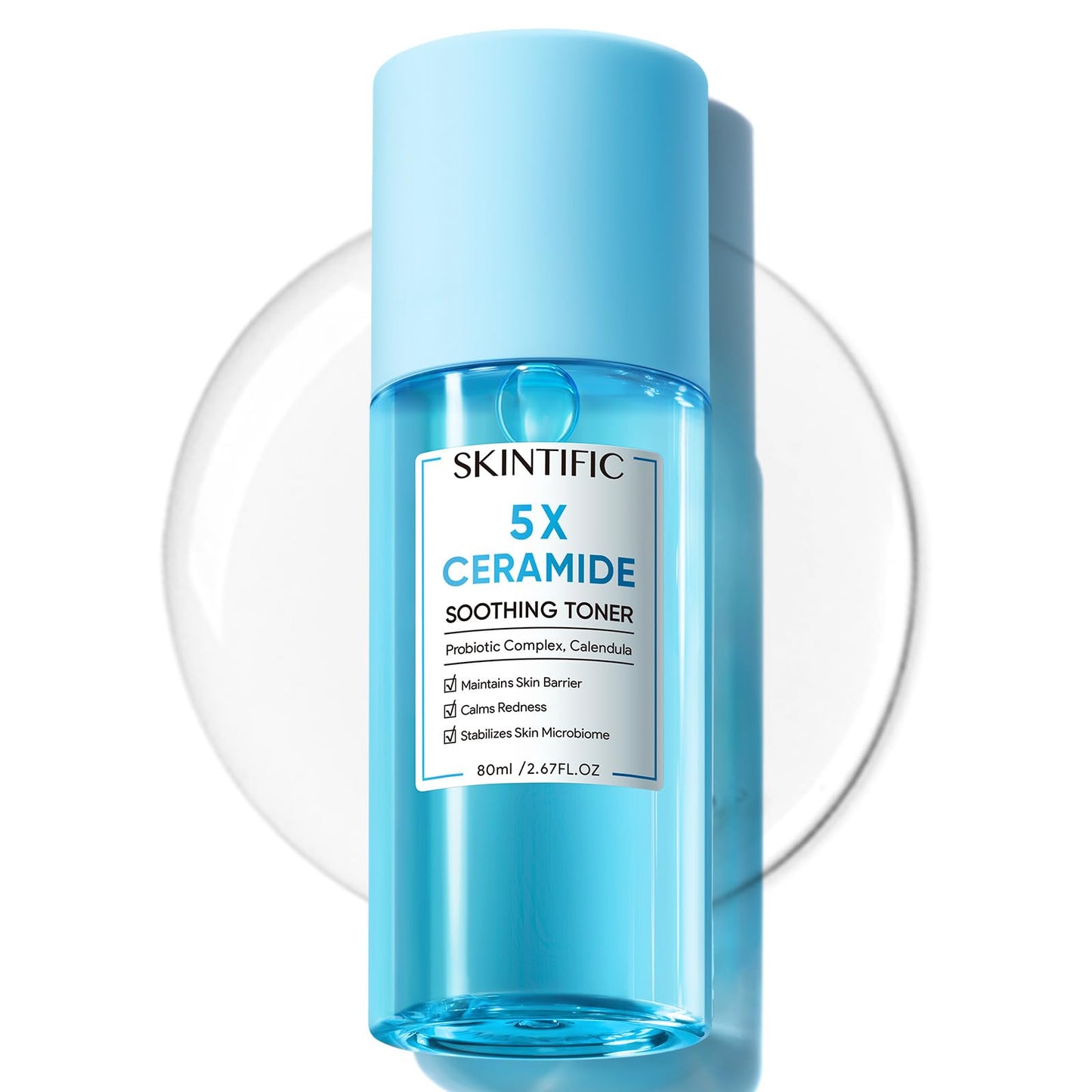 SKINTIFIC 5X Ceramide Soothing Toner, Hydrating Skin Barrier Repair Calms Redness Facial Toner with Probiotics & Calendula for Sensitive & Dry Skin, Non-Alcohol, Cruelty-Free, Vegan Skincare