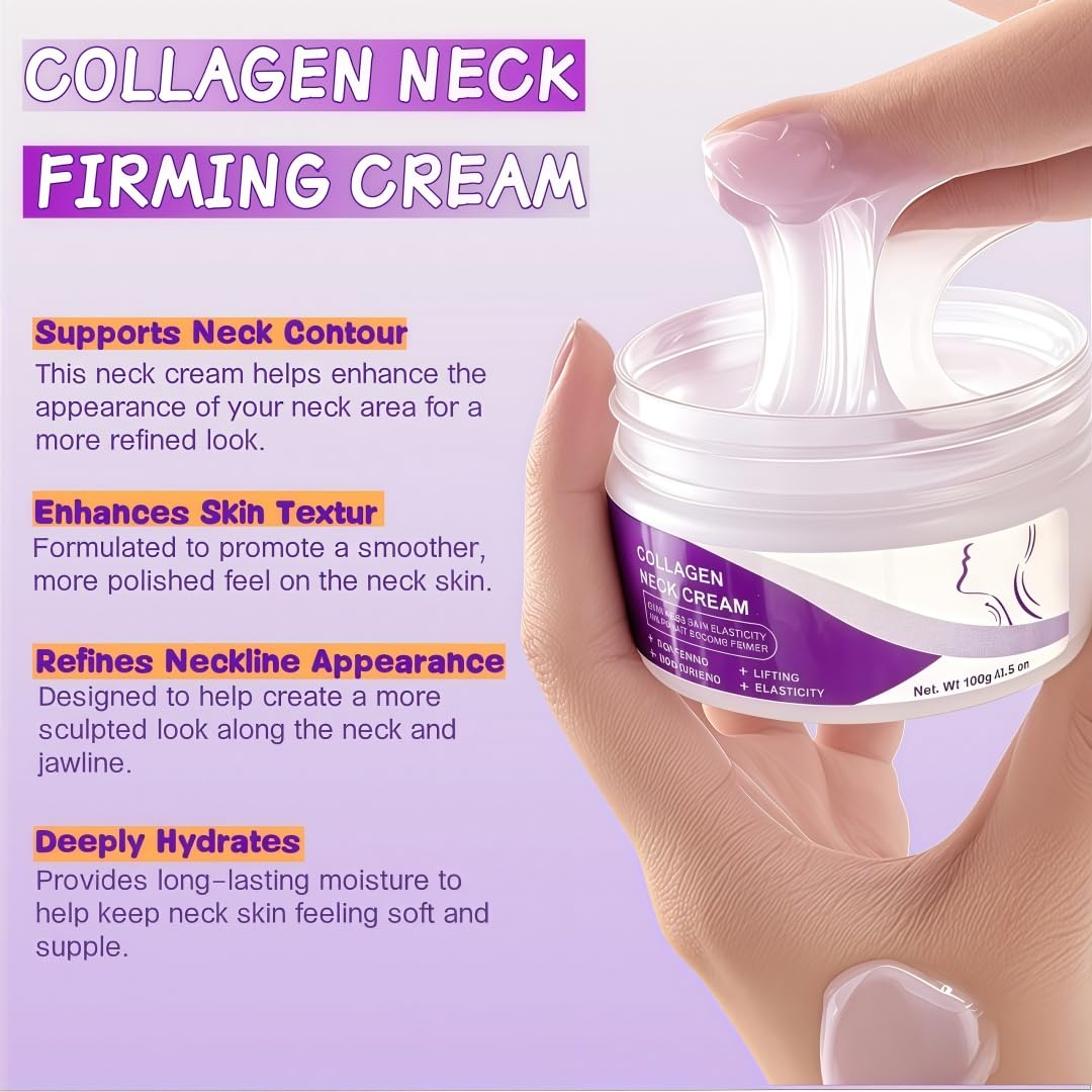 Retinol & Collagen Neck Firming Cream - Visibly Smooths Crepey Neck Skin & Deep Lines, Tightens and Lifts for a Hydrated, Youthful Look, Anti-Aging Face Care Cream for Women & Men 100g