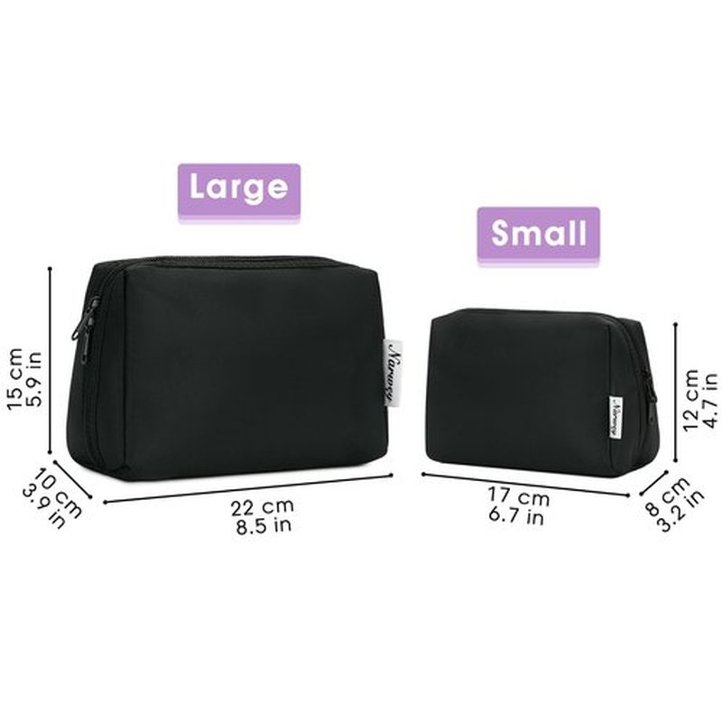 Large Makeup Bag Zipper Pouch Travel Cosmetic Organizer for Women (Large, Black)