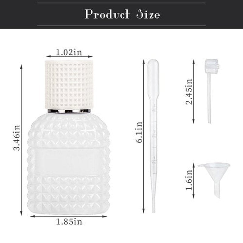 Gsteng Refillable Spray Perfume Bottles, Clear Thick Glass Empty Perfume Bottle, Gold&Silver Perfume Atomizer,Travel Cologne Sprayer Bottles. (White, 1 Ounces)