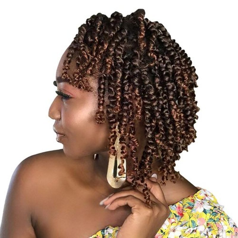 WUDAS Short Passion Twist Hair 6 Inch Pre-twisted Passion Twists Crochet Hair Ombre Light Brown Pre-looped Synthetic Crochet Braids (7 Packs,T30)