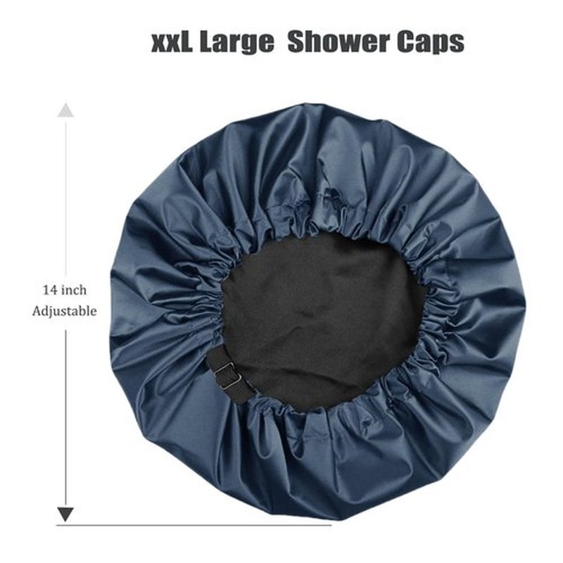 Amamba Shower Cap,100% Real Satin Lined Shower Cap,Extra Large Shower Cap for Women Reusable Waterproof,Adjustable Size&Long Hair Bath Caps
