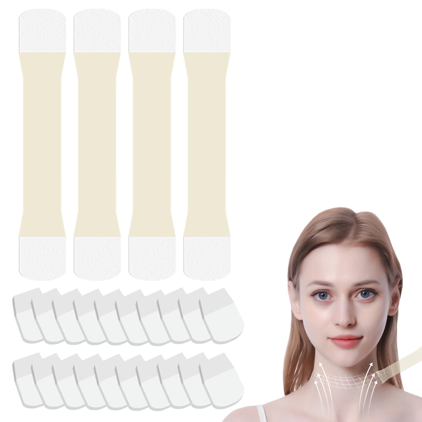 Neck Lift Tapes, Face Neck Lifting Sticker, Neck lift Patch Tool for Women Skin Care(4pcs neck bands, 20pcs replace tapes)