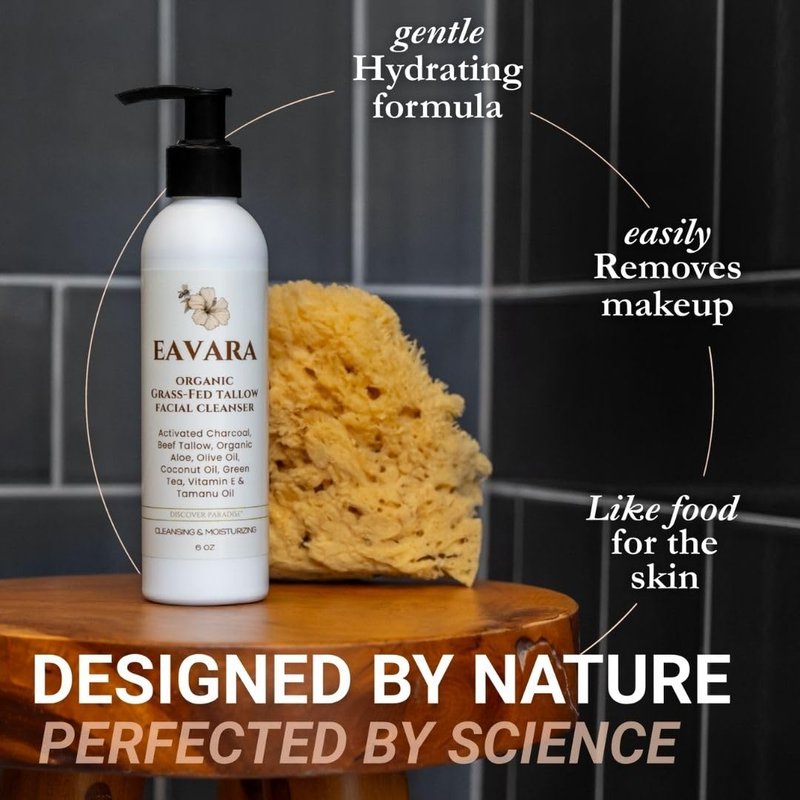 Beef Tallow Face Wash & Moisturizer Set | Natural Skincare Duo with Grass-Fed Tallow, Activated Charcoal & Oils - Hydrates & Cleanses Skin