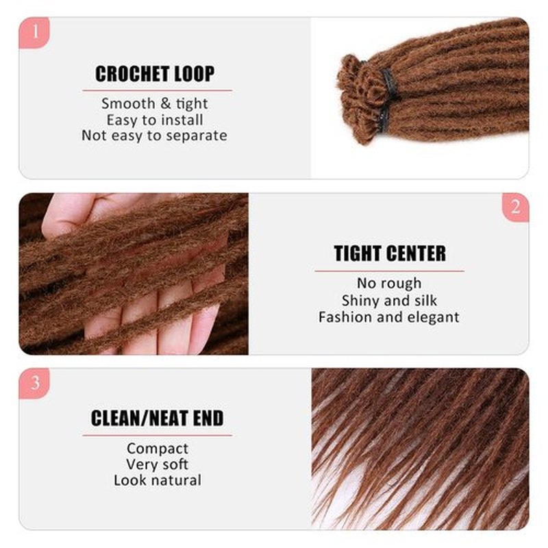 DAIRESS 24 Inch 10strands/pack Synthetic Dreadlocks Extensions Thin 0.6cm Soft Reggae Hair Hip-Hop Style Dread Extensions Long Crochet Braids For Hippie Dread locks Hair(24Inch 10strands, 30)