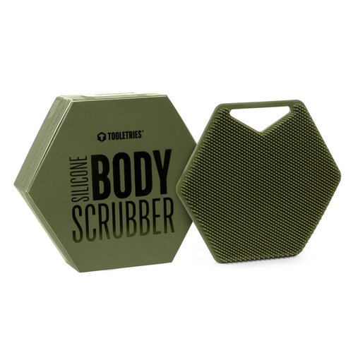 Tooletries - Body Scrubber - Silicone Exfoliating Scrubber - Bathroom & Shower Accessories for Men, Travel Essentials for Men - Durable & Long Lasting Body Wash Scrubber for Men - Army Green