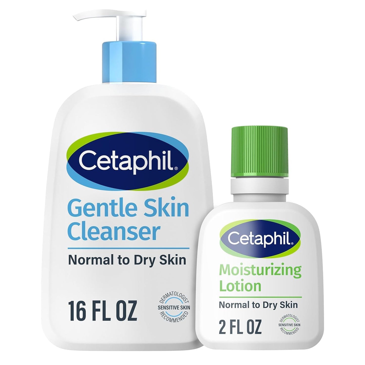Cetaphil Gentle Cleanser, Hydrating Face Wash, 16oz + Travel Lotion, 2oz
