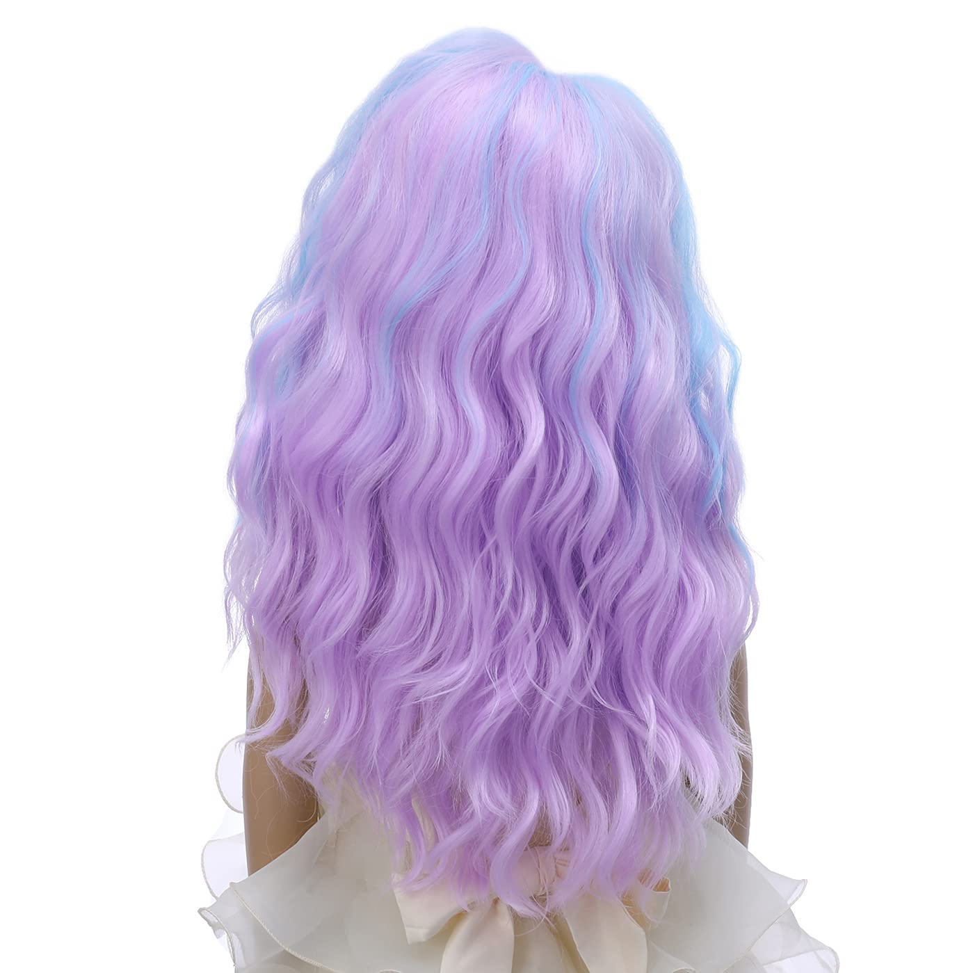 DUDUWIG Colorful Wig for Girls 20 Inch Long Multi Color Fluffy Cosplay Wig Halloween Costume Pink Purple Blue Wig for Women and Girls (Adult/Child)
