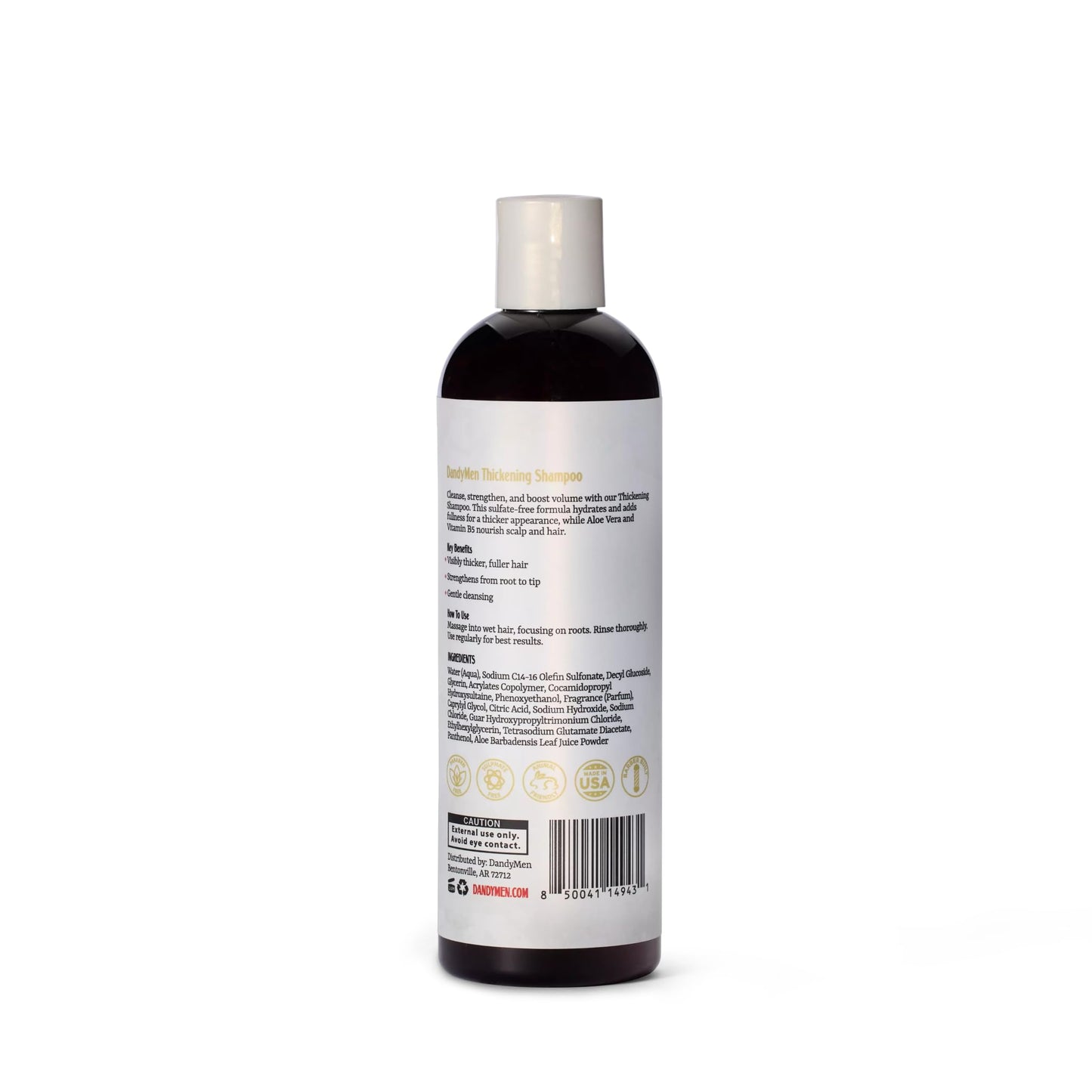 DandyMen Thickening Shampoo for Men – Volumizing & Strengthening Hair Wash with Aloe Vera – Scalp Care for Thinning Hair – Obsidian Cardamom, 11.83 oz
