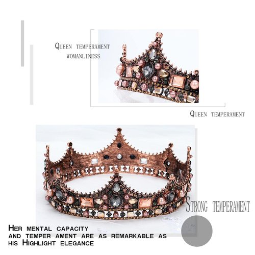 Yovic Baroque Wedding Crowns Rhinestone Bridal Crown and Tiara Crystal Bride Crown Prom Costume Party Hair Accessories for Women and Girls (Gold-2)