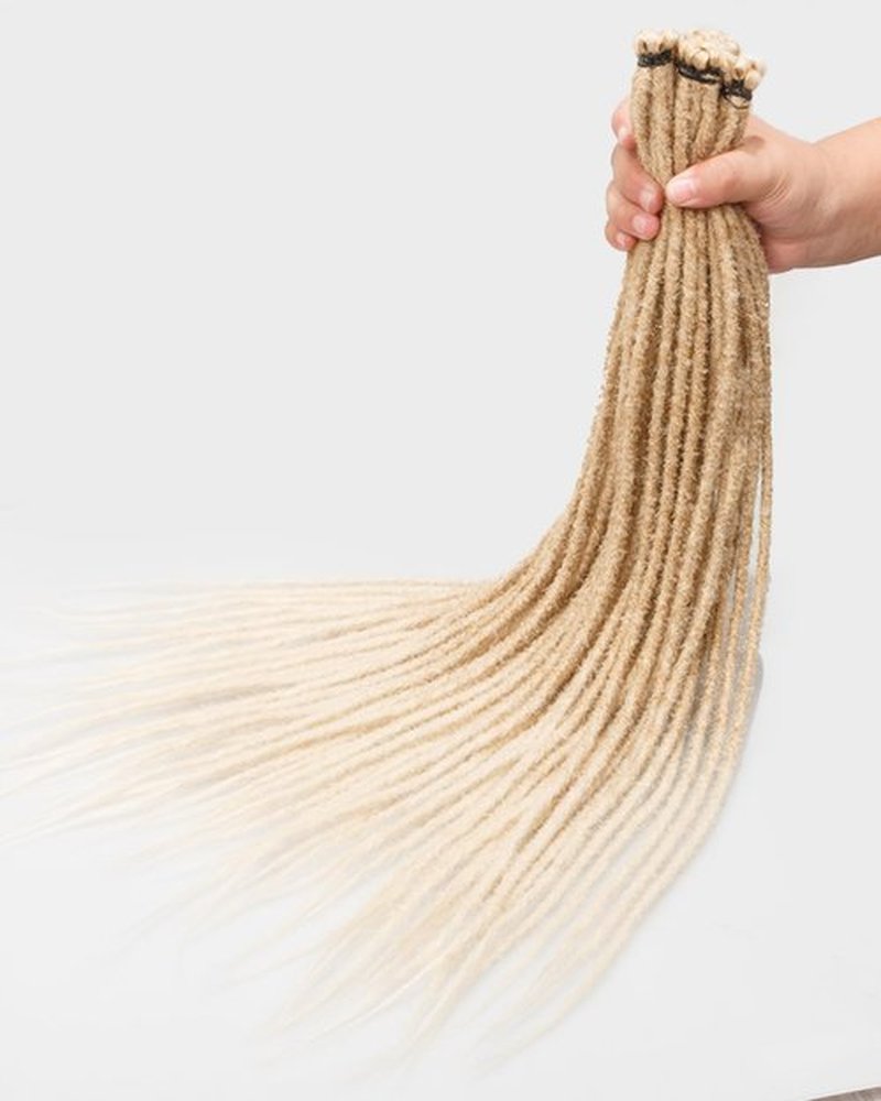 24 Inch Single Ended Dreadlock Extension for Women-(0.6 cm Width, 50 Strands,Ombre Blonde to Off-white),Faux Locs Crochet Hair,Soft Synthetic Loc Extensions(24"-5 Packs,T27/613#)