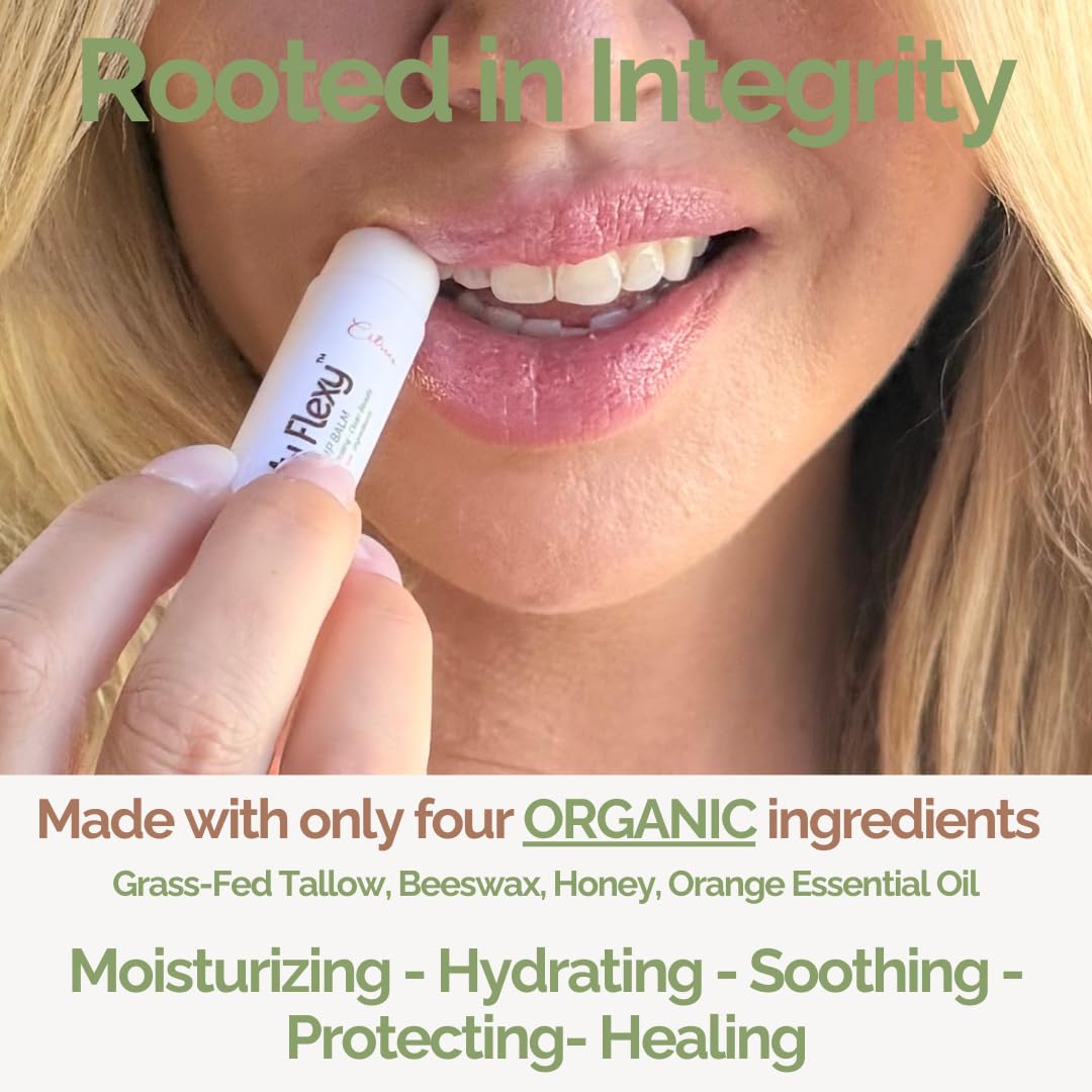 My Flexy 100% Organic Lip Balm Hydrating, Grass-Fed Beef Tallow Lip Balm, Made with Pasture Raised Tallow, Honey, Beeswax, & Orange Essential Oil, Lip Balms & Moisturizers - 1 Pack