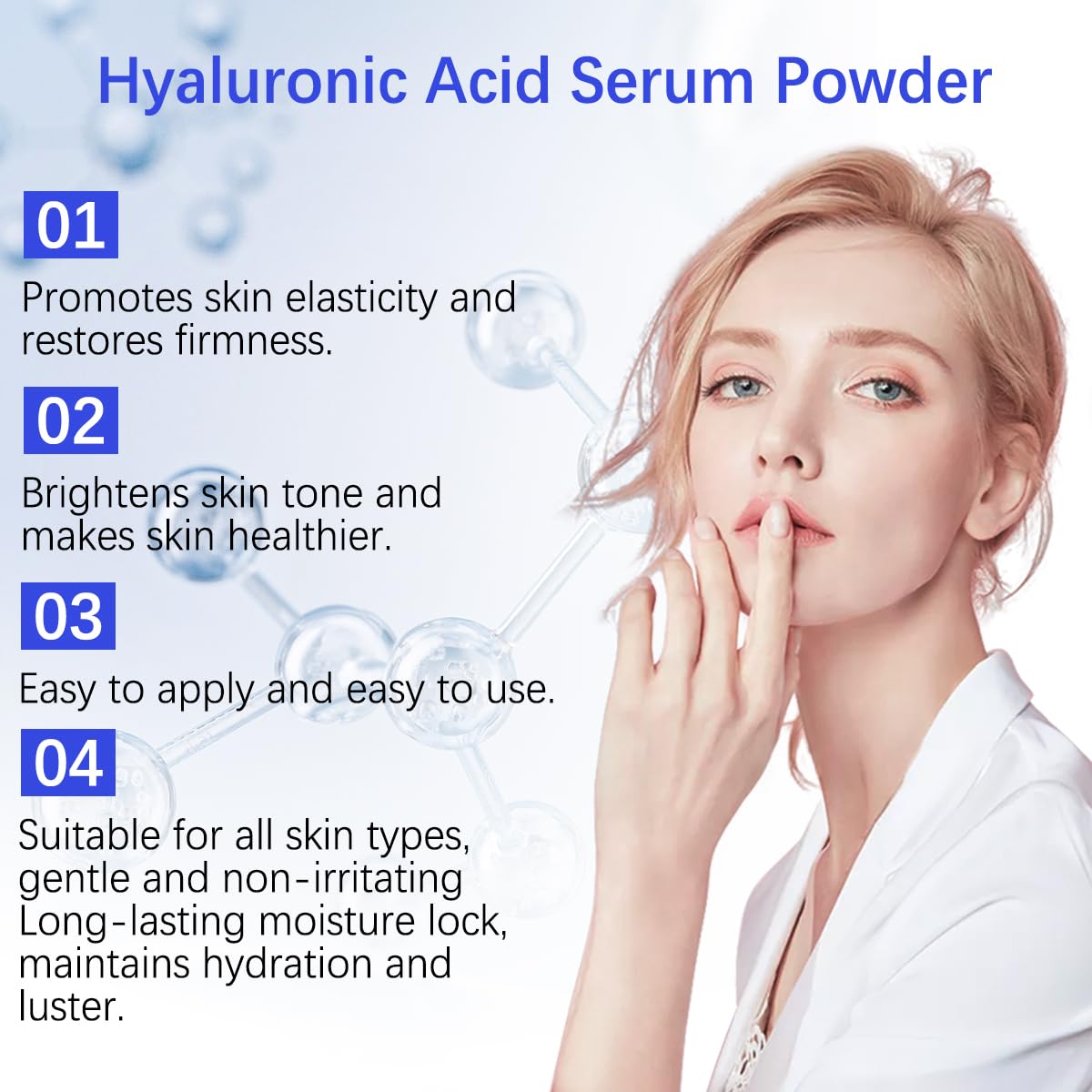 ESUNM Hyaluronic Acid Powder for Skin Care,Low Molecular Weight, Cosmetics Grade | Skin Hydration and Moisture Support Supplements,Water Soluble Moisturizing Ingredient for DIY Facial Serum 3.52 oz
