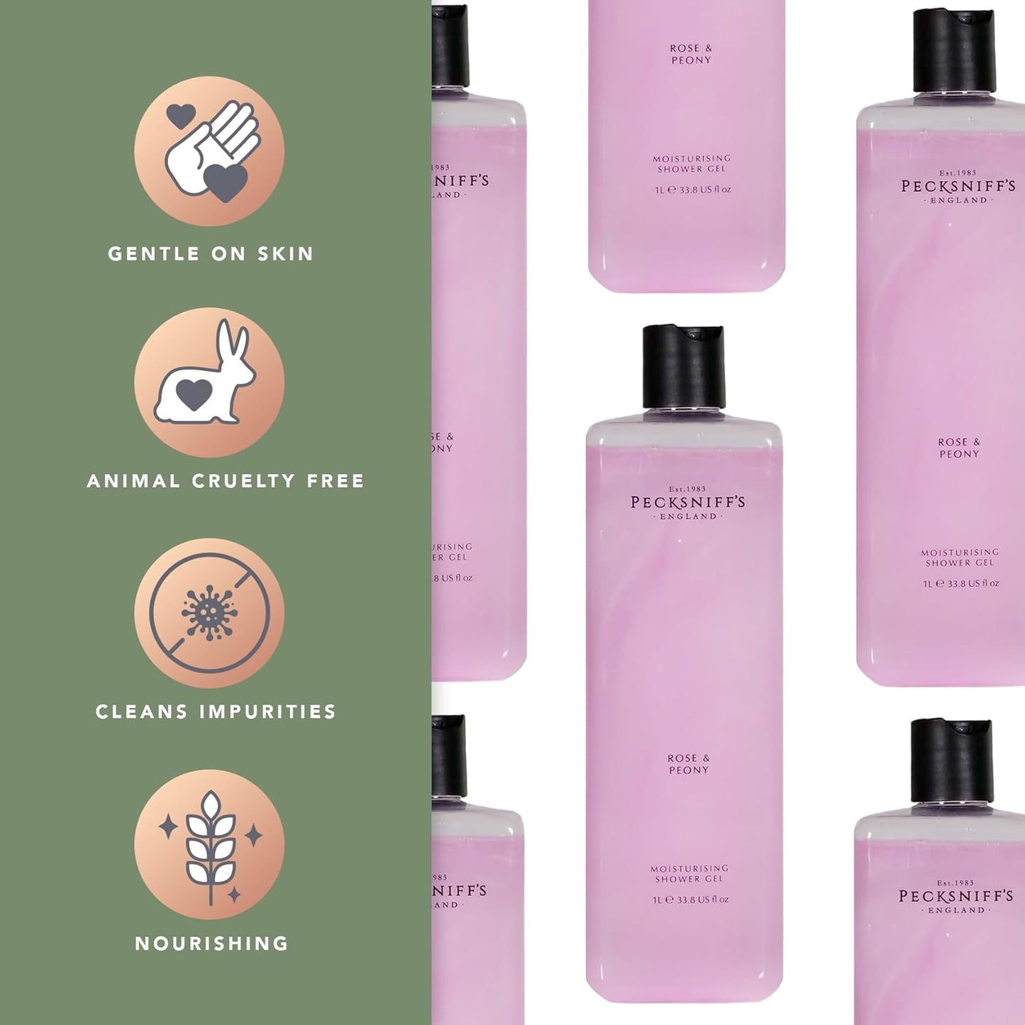 Sandalwood & Vanilla Shower Gel 750ml - Pecksniff's Classic Moisturizing Formula