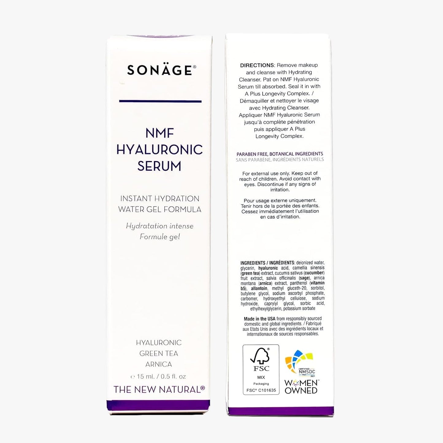 Sonage NMF Hyaluronic Serum X5-5-Weight Hyaluronic Acid Face Serum with Crosslinked HA, Ceramides, Snow Mushroom, Squalane & Panthenol - Lightweight Hydrating Serum for Dry, Dehydrated Skin - 15 ml