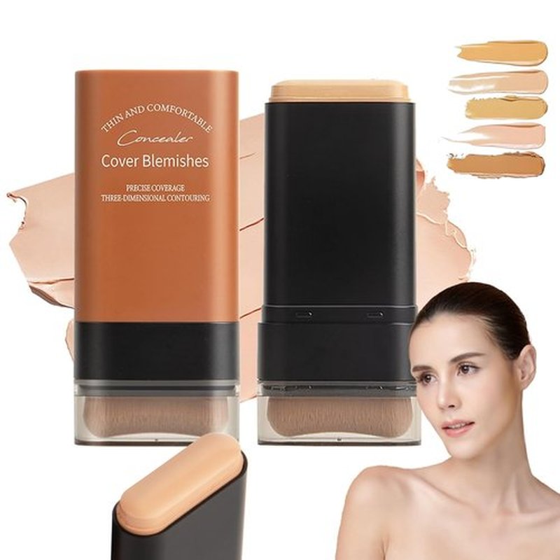 Flawless Eraser Foundation Stick, Korea Flawless Eraser Foundation Stick, Hydrating Lightweight Foundation Stick with Brush, Cosmetics Foundation Stick for Mature Skin, Travel Size Makeup (Pink, #)