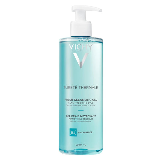 VICHY Pureté Thermale Fresh Cleansing Gel, Formulated With Glycerin & Niacinamide, Gentle Gel Cleanser & Makeup Remover, Removes Impurities Without Overdrying, Safe For Sensitive Skin & Eyes