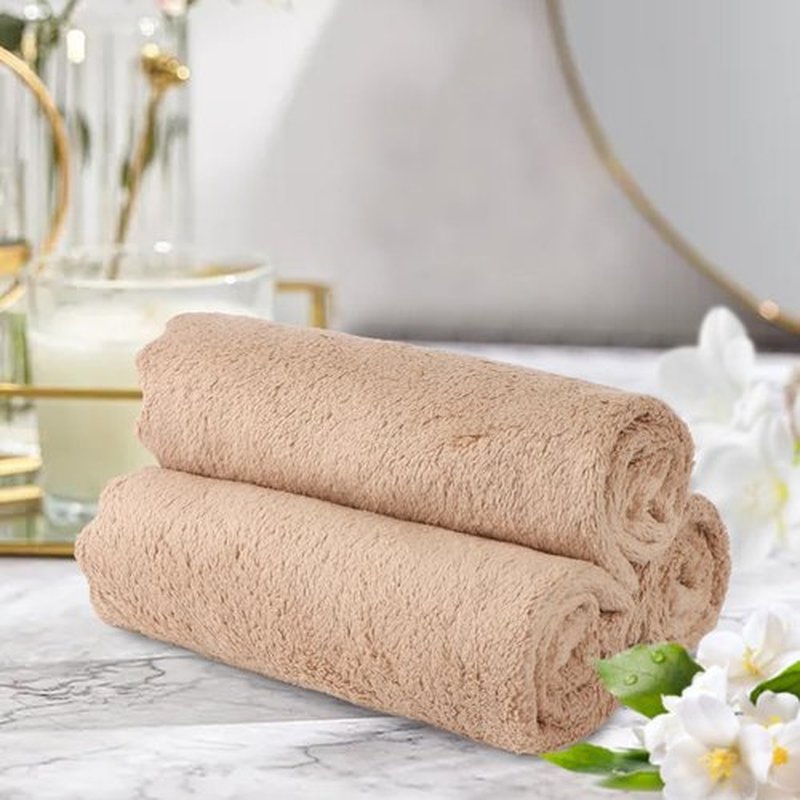 Orighty Ultra Soft Washcloths 48 Pack, Premium Microfiber Towel Sets 12 x 12 inches, Absorbent and Quick Drying Coral Velvet Washcloth, Multi-Purpose Wash Cloths for Bathroom, Hotel, and Gym (Brown)