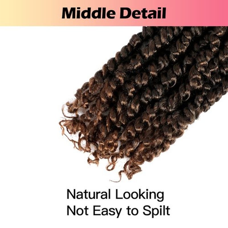 Niseyo 8 Inch Passion Twist Hair Pre-twisted 8 Packs Pre-looped Crochet Passion Twist Crochet Hair Short Braids (8 Packs, Ombre Medium Dark Brown)