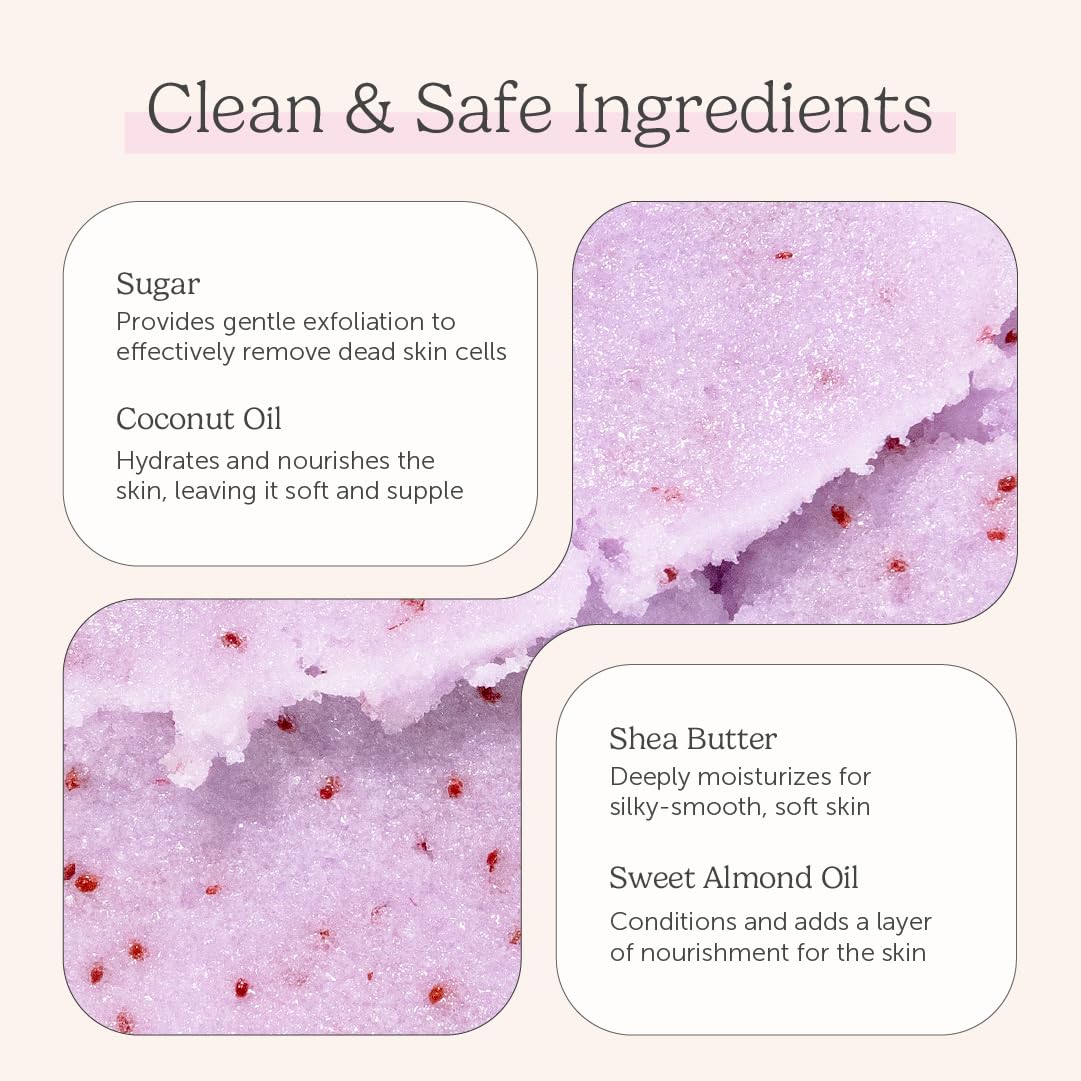 Nectar Life Exfoliating Sugar Scrub, Moisturizing Body Scrub with Coconut Oil & Shea Butter, Pre Shave Exfoliator (16 Ounce, Lavender)