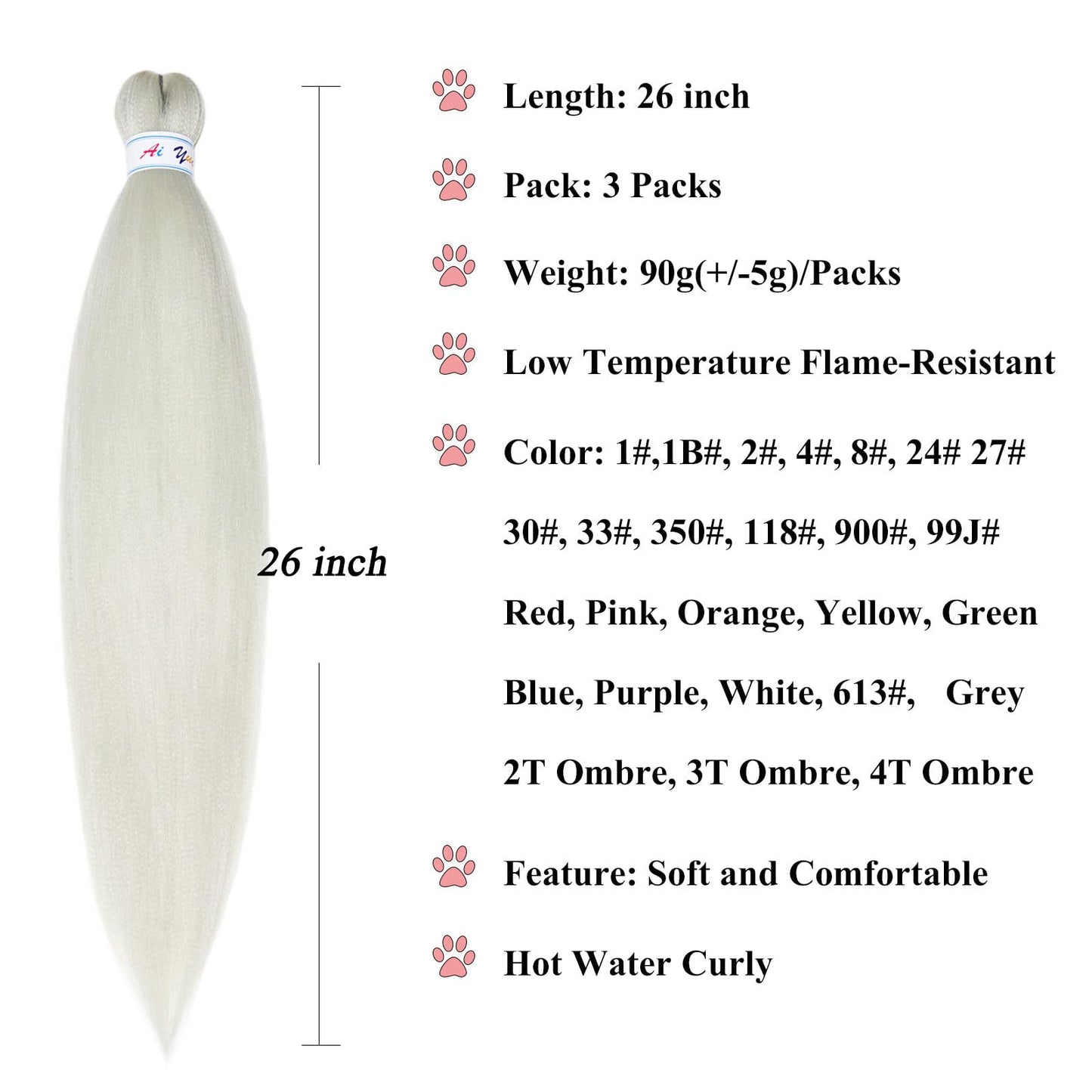 Silver Grey Braiding Hair Pre Stretched Kanekalo Gray Braiding Hair Extensions for Braiding Box Braids Micro Crochet Long Jumbo Knotless Kids Pre Curled Prestressed Braiding Hair 26 inch 3 packs