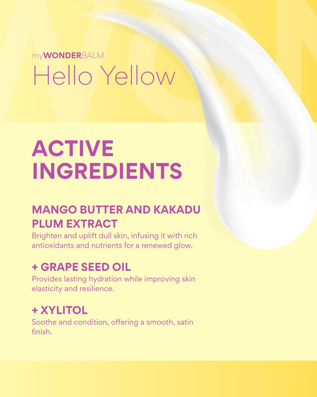 MIYA Cosmetics Mango Energizing Face Cream – Brightening & Hydrating Daily Moisturizer for Dull, Tired Skin, Vegan Formula – myWONDERBALM Hello Yellow – 2.5 oz