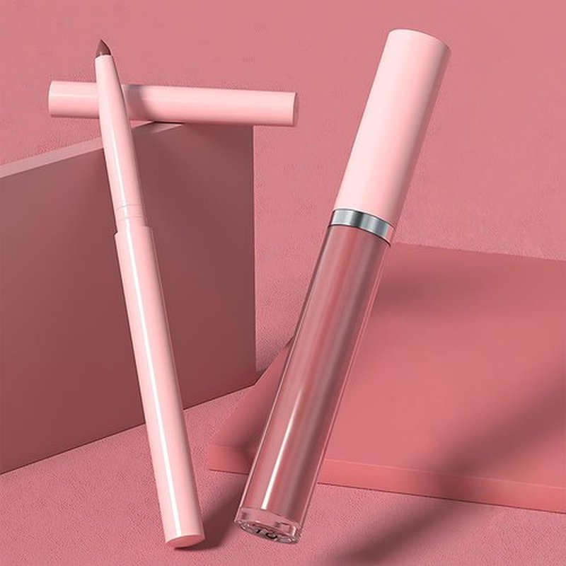 JUAAZIN 2pcs Rose Taupe Matte Lip Liner and Lipstick Makeup Set, Vegan Lipstick Lip Liner and Gloss Set Lip Stain Long Lasting Waterproof Smudge-Proof Properties Non-stick Cup(Rose Taupe 10#)