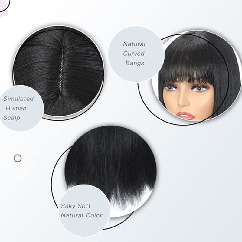 Amarlis Black Wigs for Women, Long Straight Natural Black Wig with Bangs Soft Synthetic Heat Resistant Fiber Wig for Cosplay Daily(24 In, Black)