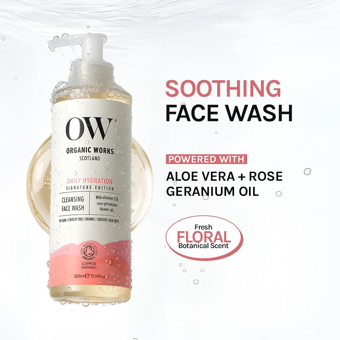 Organic Works Daily Hydration Cleansing Face Wash for Unisex - 10.14 oz Face Wash