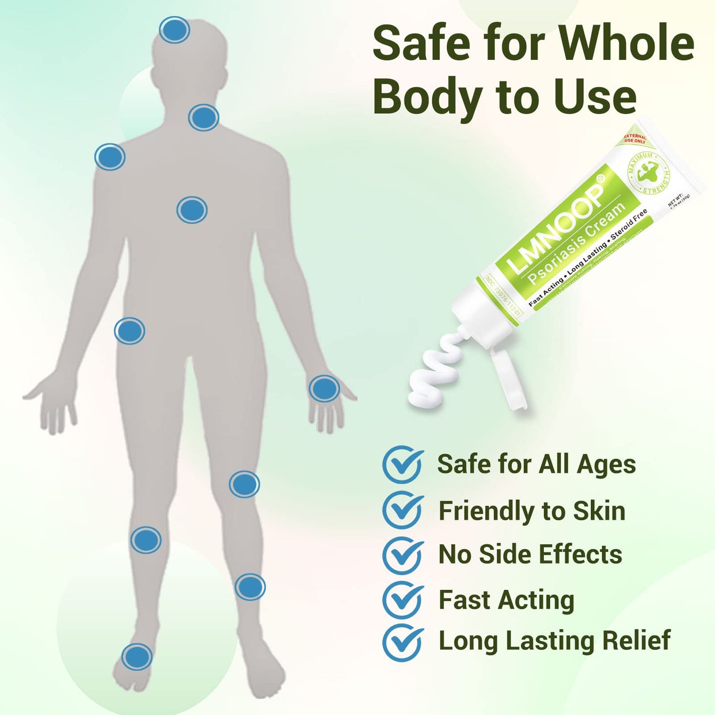 LMNOOP Psoriasis Cream, Maximum Strength Treatment Moisturizing Cream for Psoriasis, Dermatitis, Rash, Anti-Itch, Redness, Flaking, Scaling, Fast Acting Relief for Irritated, Dry Skin 3.53OZ