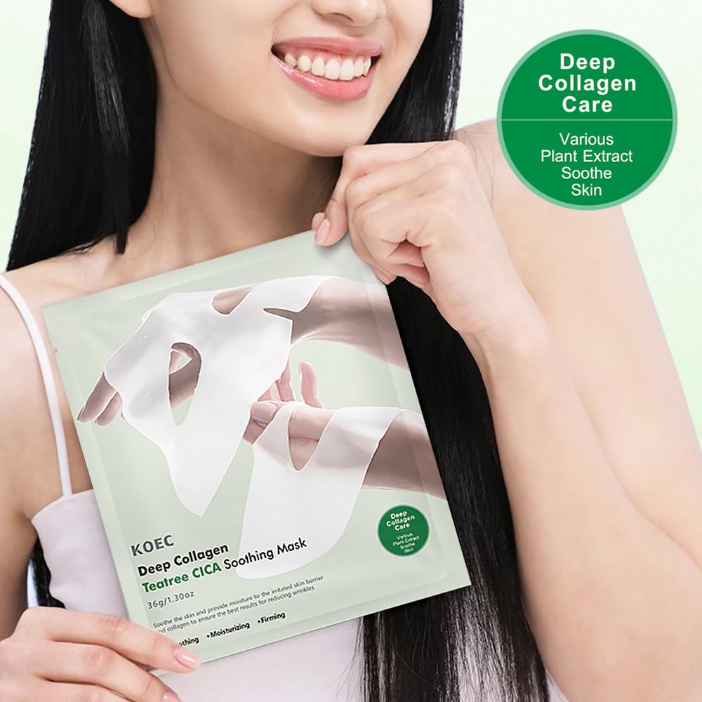 Ueseinl Collagen Face Mask 4-Pack - Hydrogel Sheet Mask with Hyaluronic Acid & Peptides for Instant Glow,Korean overight Wrapping Face Sheet,Elasticity Enhancing,Firming,Moisturizing