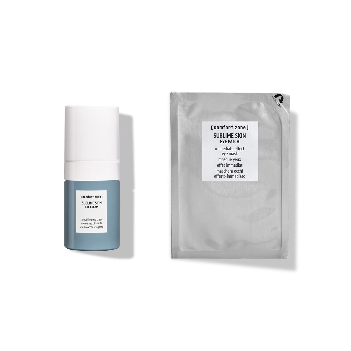 [ comfort zone ] Sublime Skin Firming & Brightening Under Eye Duo, with Eye Patches (6 count) and Eye Cream (15ml), to Firm, Refresh and Reduce Puffiness Under Eyes, (2 Piece Set)