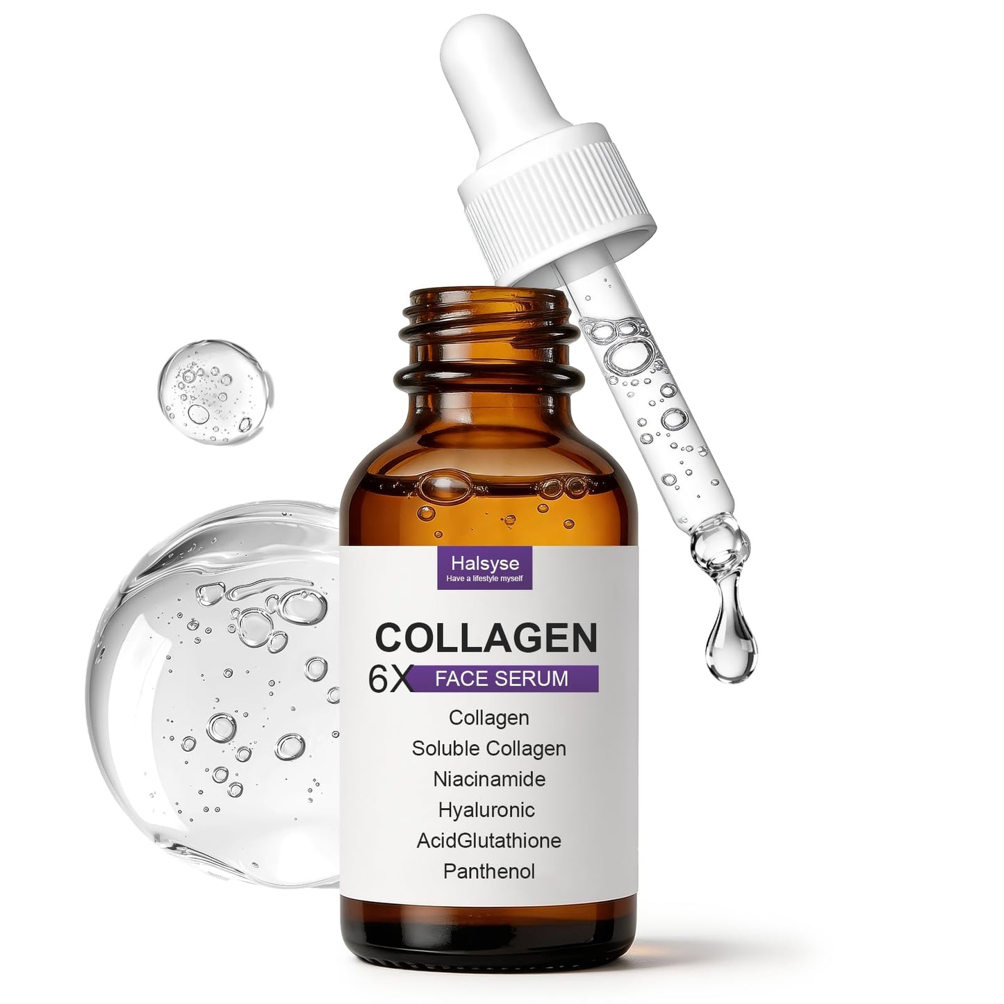 Anti-Aging Collagen Face Serum with Niacinamide & Glutathione – Firming, Deep Hydrating & Brightening Serum with Hyaluronic Acid for Improving Appearance of Fine Lines, Wrinkles & Skin Elasticity