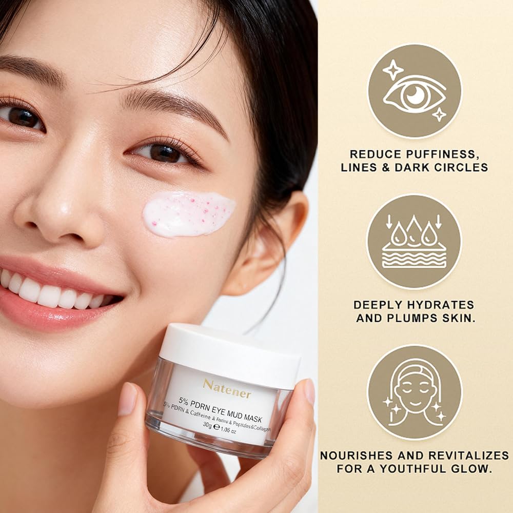 5% PDRN Eye Cream Clay Mask, DIY Under Eye Patches for Puffy eyes, Dark Circles & Wrinkle Custom Fit on All Face | Caffeine, Retinol, Collengen, Peptides, Hyaluronic - Korean Popular EyeCare - 1.06OZ
