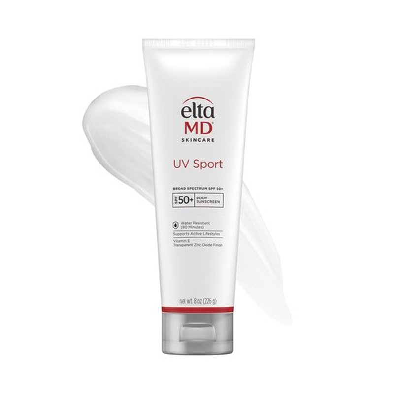 EltaMD UV Sport Sunscreen Lotion, SPF 50 Body Sunscreen, Water and Sweat Resistant, Oil-Free, Zinc Oxide Formula, 8 oz Tube