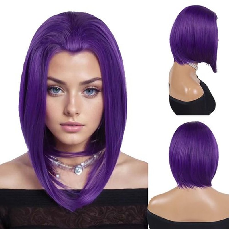 GNIMEGIL Purple Wig Cosplay Short Bob Wig Straight Hair, Halloween Costume Wigs for Women