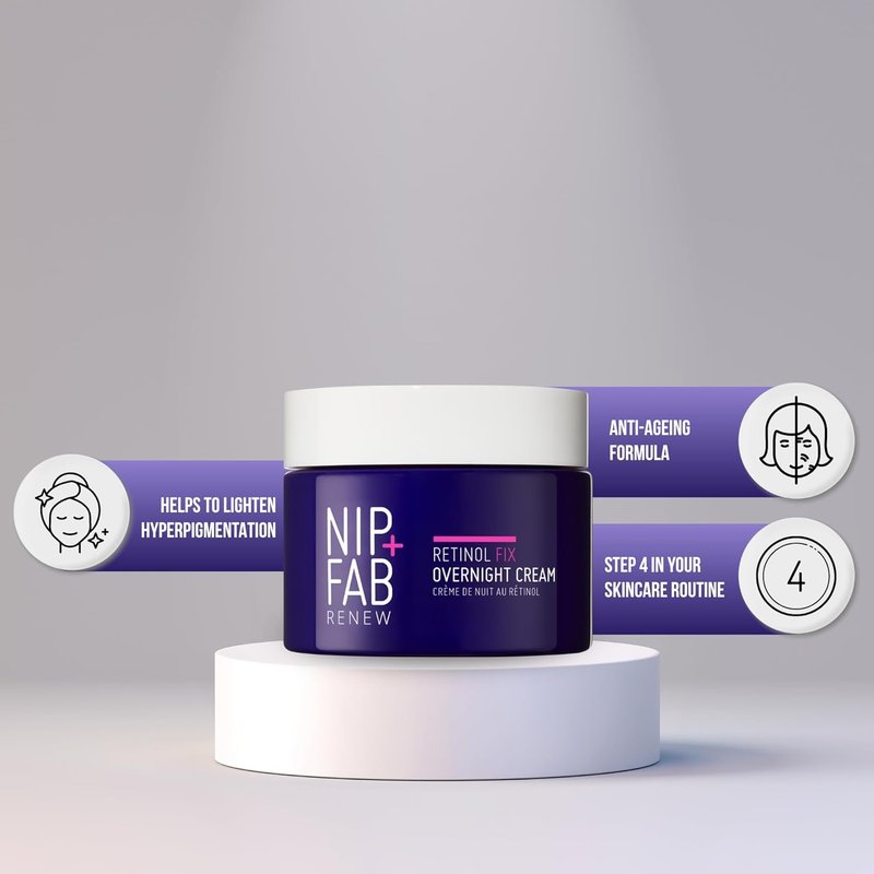 Nip+Fab Retinol Fix 3% Overnight Cream - Youth-Boosting Anti-Aging Formula for Fine Line Reduction | Encapsulated Pure Retinol