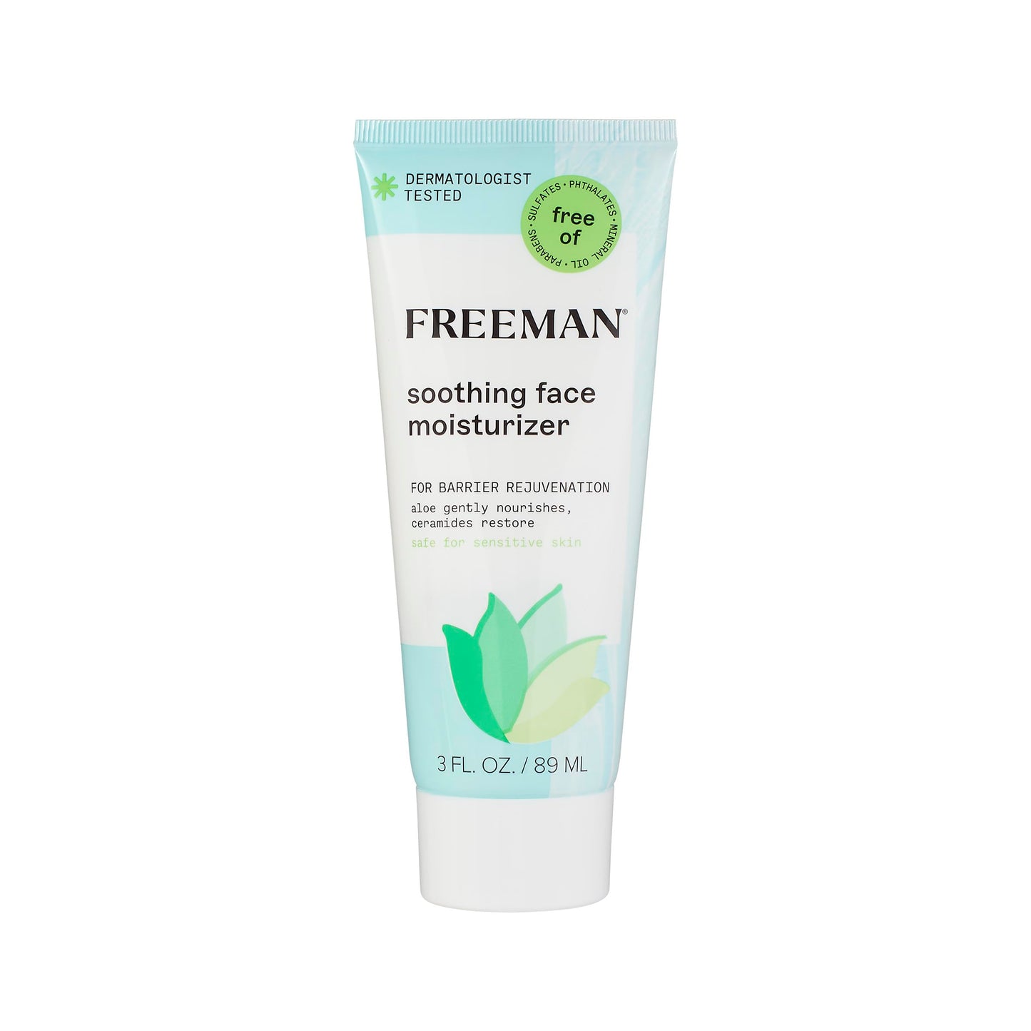 Freeman Aloe Vera Soothing Facial Moisturizer and Lotion, Post-Mask Moisturizer, Ceramides, Hydrates, Nourish & Restore Skin, Safe For Sensitive Skin, Cruelty-Free, 3 fl.oz., 1 Count