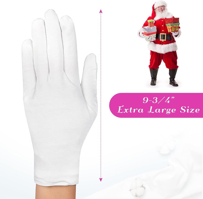 Paxcoo 12 Pairs XL White Cotton Gloves - Moisturizing Hand Spa & Eczema Care