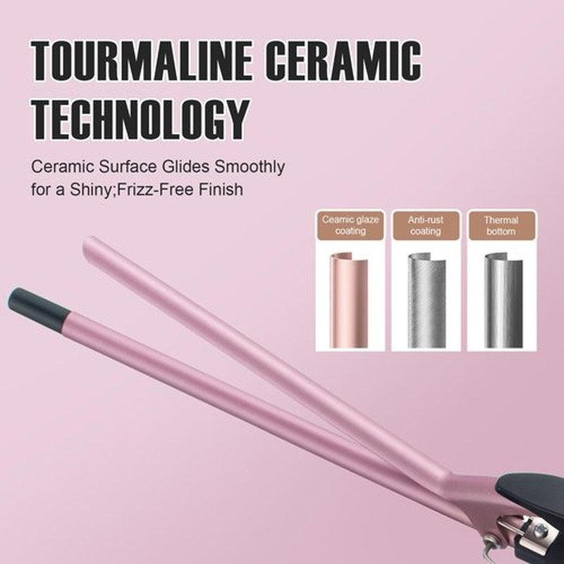 Ficzcfy Small Curling Iron 3/8 Inch Barrel, Thin Curling Wand for Short & Long Hair, 9mm Curling Iron Tourmaline Ceramic Barrel Small Tongs with Adjustable Temperature
