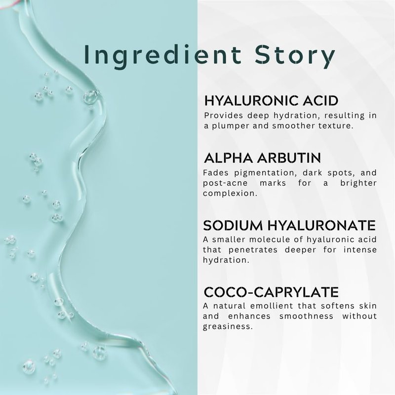 Brightening Face Serum with Alpha Arbutin 2% & Hyaluronic Acid 10% - Reduces Dark Spots & Fine Lines | 1 fl. oz