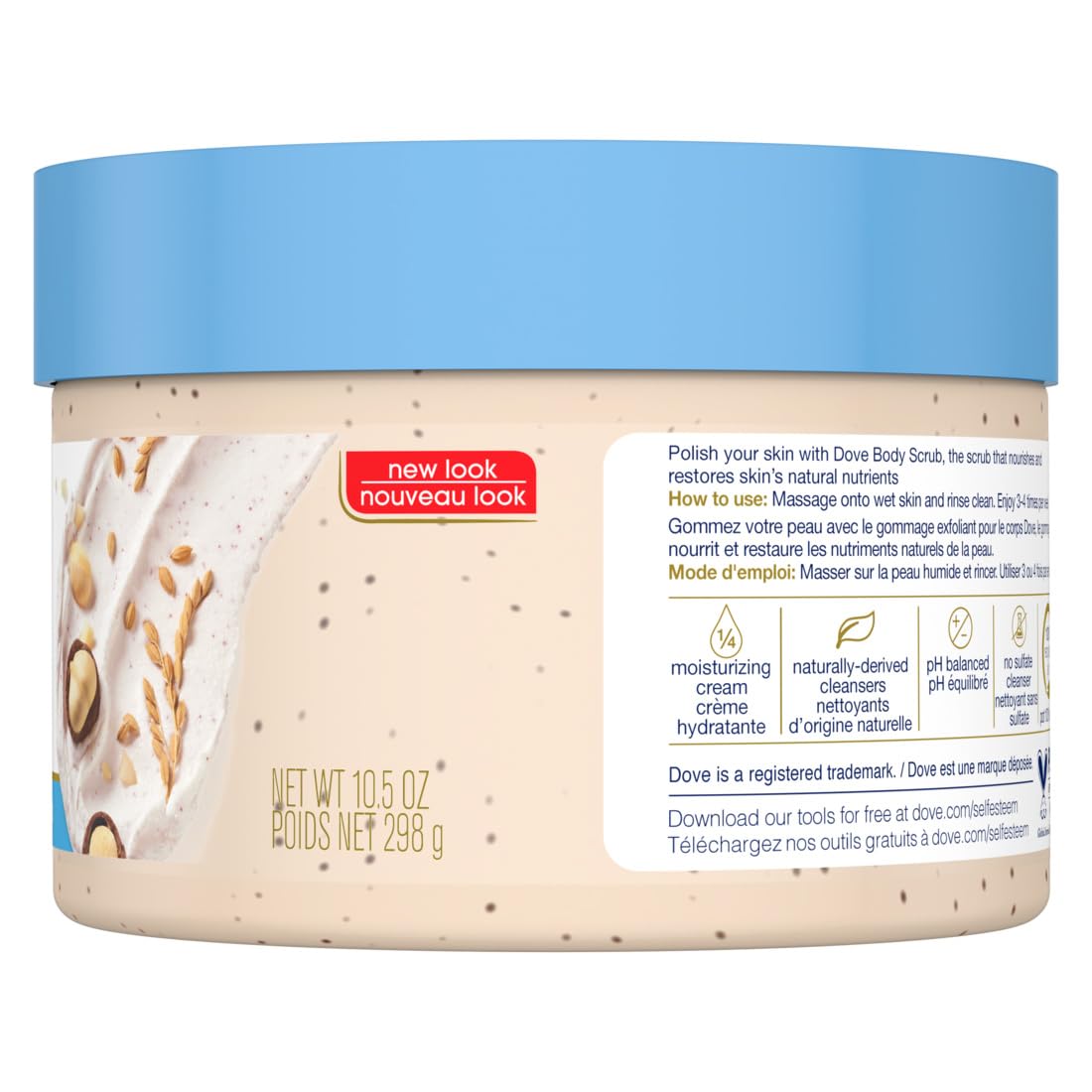 Dove Exfoliating Body Polish Scrub with Almond & Mango Butter - 10.5 oz (4 Count) for Dry Skin
